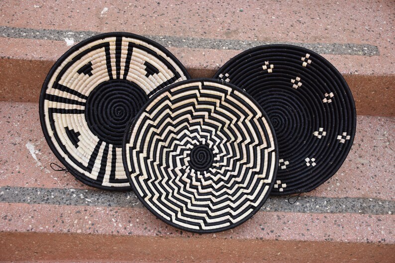 African Wall Basket Set Boho Basket Wall Decor African Wall Etsy