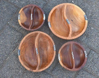 Round Wooden Serving Plate , Hand Carved Salad Serving Bowls, Farmhouse Style Decor Bowl, Handmade Olive Wood Plate, African Home Decor Tray