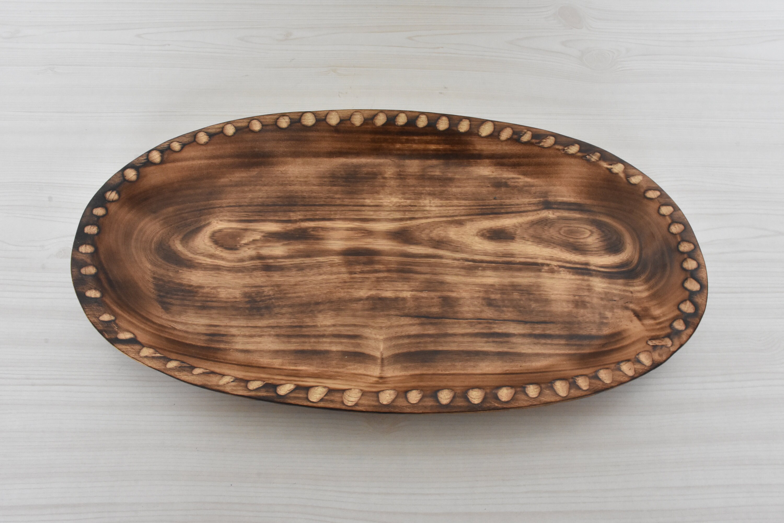 Wooden Serving Tray Rustic Hand carved Wooden Tray Etsy