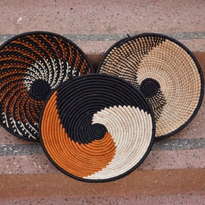 ON SALE African Wall Basket Set, Boho  Basket Wall Decor, African Wall Decor Display Baskets, Handwoven Decorative Baskets Christmas Gifts