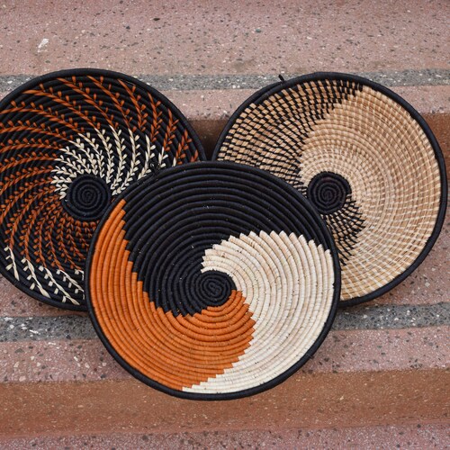 Black Wall Decor Basket African Wall Decor Display Baskets Etsy
