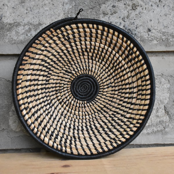 ON SALE Handwoven Wall Basket Decor, African Woven Wall Hanging Boho Basket, African Home Decor  Basket, Colorful Raffia Fruit Bowl Christma
