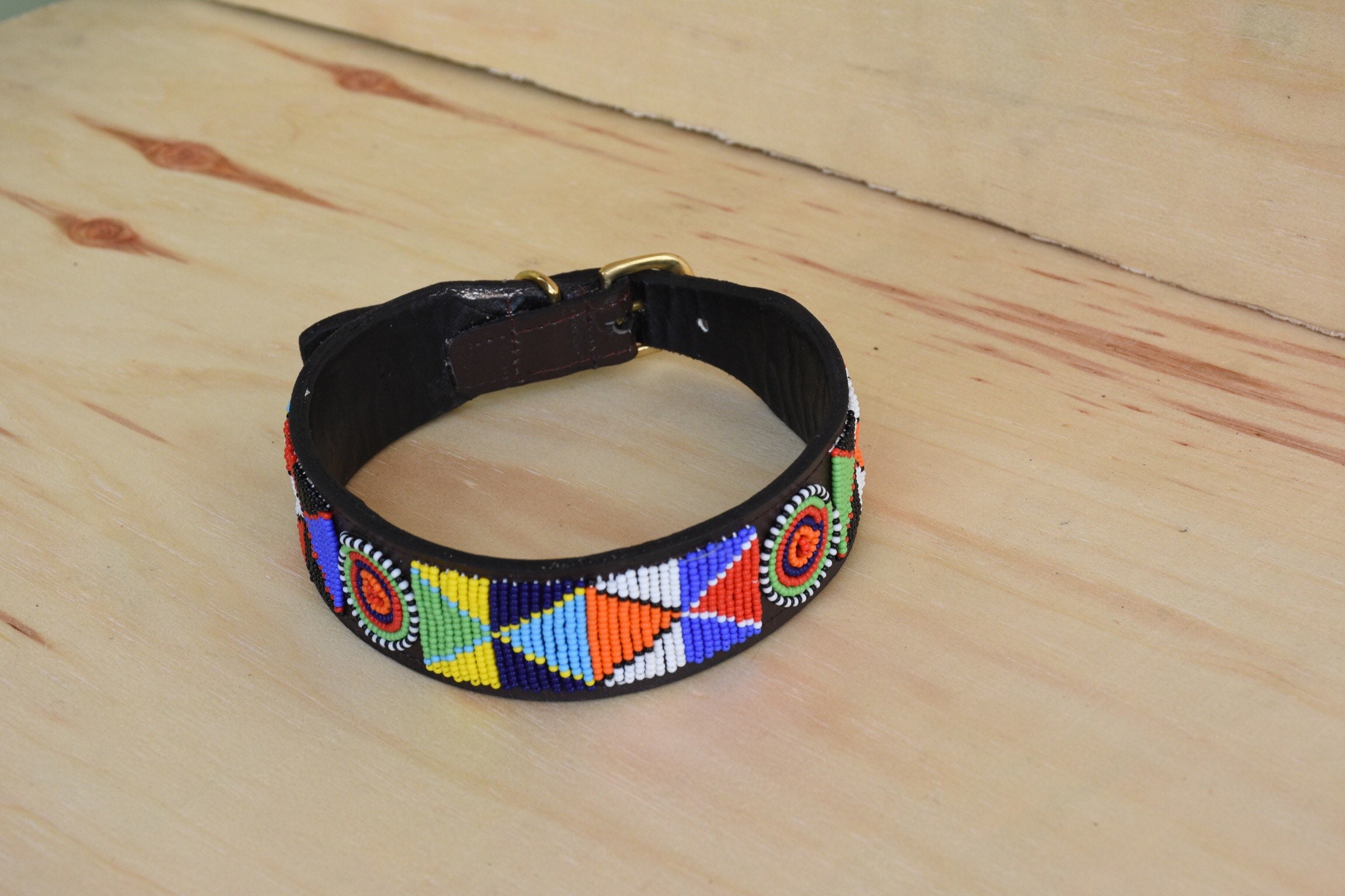 ON SALE African Beaded Leather Dog Collar Maasai Handmade Dog Etsy
