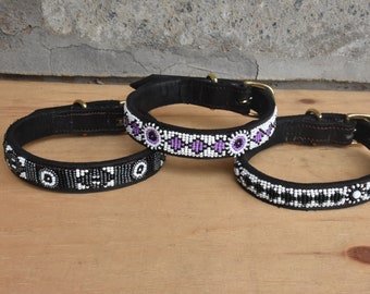 Hundehalsband aus afrikanischem Leder, handgemachtes Hundehalsband aus Massai-Perlen, personalisiertes Hundehalsband aus afrikanischen Perlen, Hundehalsband aus Kenia, afrikanisches Haustier