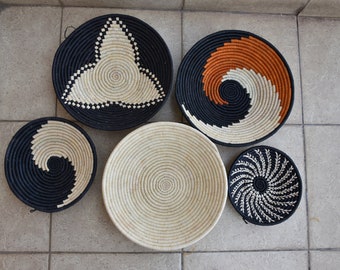 ON SALE Handwoven Wall Basket Decor Set, African Woven Wall Hanging Boho Basket, African Home Decor  Basket, Colourful Christmas Gifts