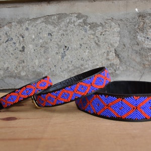 Leather Dog Collar, African Beaded Dog Collar, Maasai Dog Collar, Large Leather Dog Collar Personalized, Kenyan Dog Collar African P