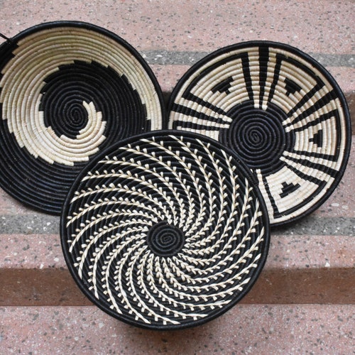 Black Wall Decor Basket African Wall Decor Display Baskets Etsy