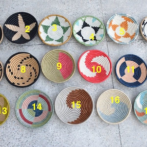 Small Baskets Decor, Woven decorative African Baskets , Hand Woven Wall Baskets Fruit Bowl, Boho Wall Art, Kitchen Home Decor Moms Gifts zdjęcie 2
