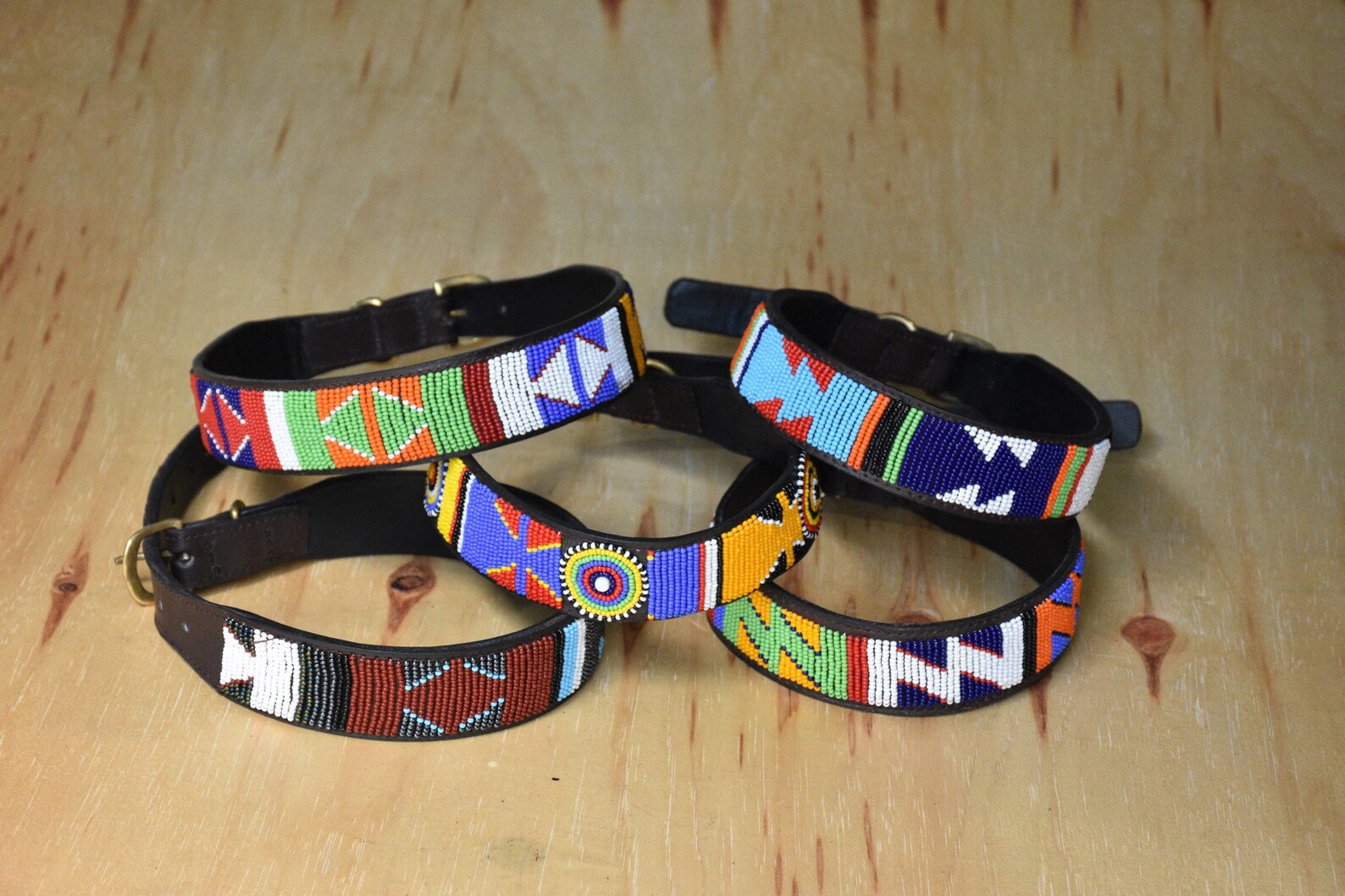 Leather Dog Collar African Beaded Dog Collar Maasai Dog Etsy