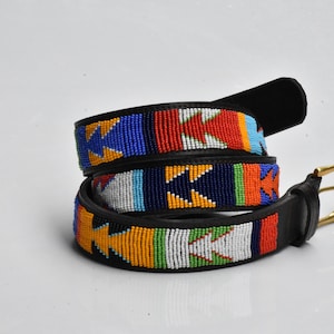 Masai belt, Leather belt, Beaded belt, Handmade belt, Maasai beaded leather belt, African beaded belt, Men belt, Casual belt, Boho belt, image 3