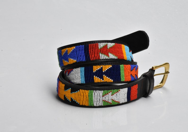 Masai belt, Leather belt, Beaded belt, Handmade belt, Maasai beaded leather belt, African beaded belt, Men belt, Casual belt, Boho belt, image 3