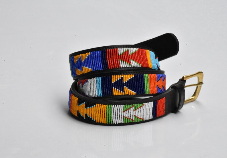 Masai belt, Leather belt, Beaded belt, Handmade belt, Maasai beaded leather belt, African beaded belt, Men belt, Casual belt, Boho belt, image 2