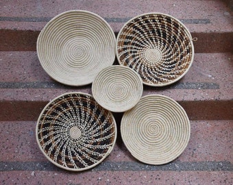 ON SALE African Wall Basket Set, Boho  Basket Wall Decor, African Wall Decor Display Baskets, Handwoven Decorative Baskets Christmas Gifts