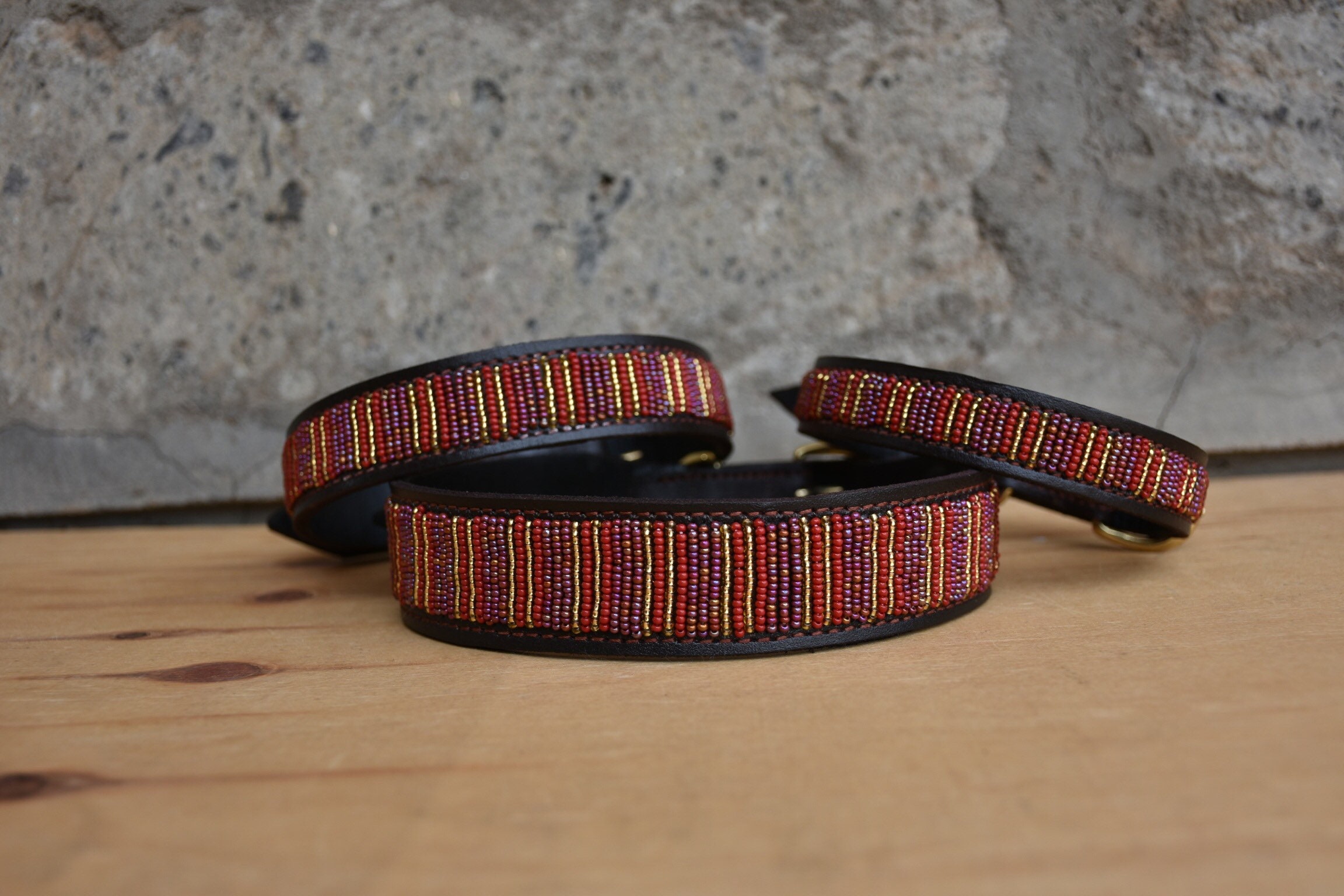 SALE Leather Dog Collar African Beaded Dog Collar Maasai Dog Etsy