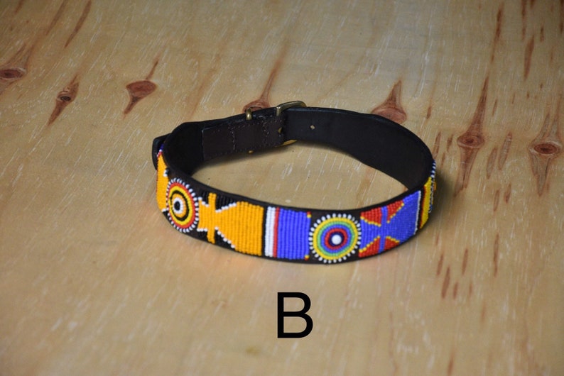 Leather Dog Collar, African Beaded Dog Collar, Maasai Dog Collar, Large Leather Dog Collar Personalized, Kenyan Dog Collar African P image 5