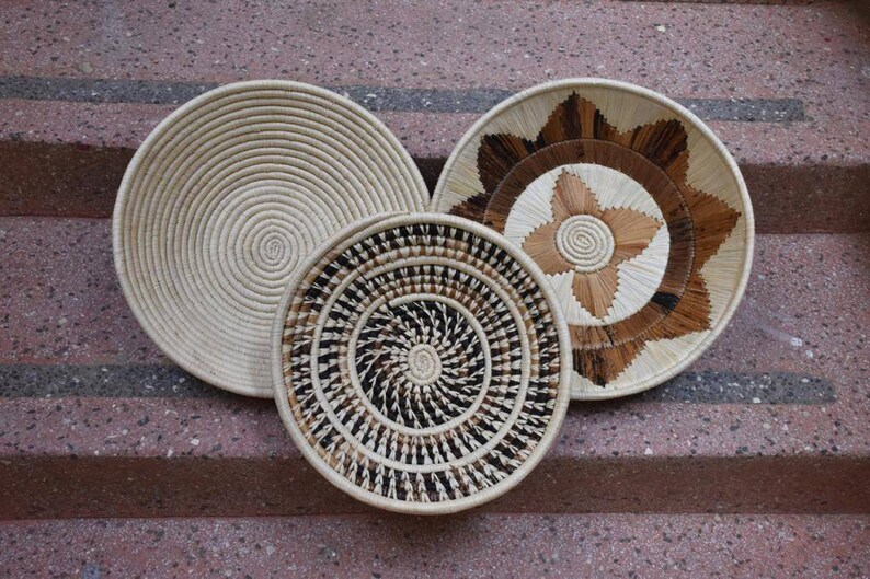 African Wall Basket Set Boho Basket Wall Decor African Wall Etsy