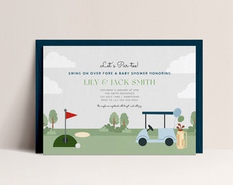 Editable Golf Baby Shower Invitation Template, Printable Golfing Theme Invitation, Golf Baby Shower, Let's Par-tee, Digital Download