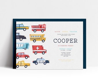 Editable  Transportation Birthday Invitation Template, Transportation Vehicle Birthday Invitation, Truck Car Invite, Digital Download