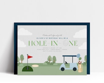 Editable Golf First Birthday Invitation, Hole-in-One Party, Golf Birthday, Hole In One Invitation, Digital Download, Instant Download