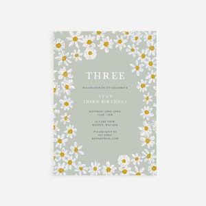 Daisy Invitation Template Printable Birthday Invite Daisy Third Daisy Invitation Template Printable Birthday Invite Daisy Third