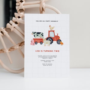 Editable Farm Birthday Invitation, Boy Barn Party, Farm Animals, Barnyard Party, Digital Invite, Instant Download, Printable Template