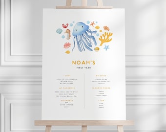 Editable Under the Sea Milestone Sign, Ocean Birthday Template, Under the Sea, Ocean Birthday, Printable Birthday Sign, Digital Download