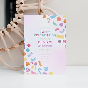 Sweets Candy Invitation, Sweets Candy Birthday Invitation, Sweet Celebration Birthday, Candy Invitation, Digital Download, Editable Template