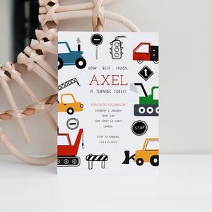 Editable Transportation Birthday Invitation Template, Transportation Vehicle Birthday Invitation, Digital Download, Instant Download