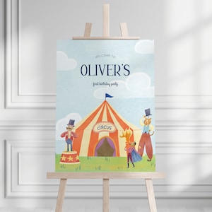Editable Circus Birthday Welcome Sign, Circus Party Sign, Carnival Theme, Circus Animal, Editable Digital Template, Digital File