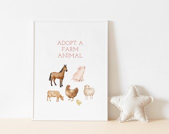 Editable Farm Birthday Adopt an Animal Sign, Girl Barn Party, Farm Animals, Barnyard Party, Barn Party, Instant Download, Printable Template