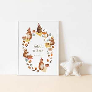 Editable Teddy Bear Picnic Favor Birthday Sign, Bears Sign, Brown Bear Favor Sign, Teddy Bear Picnic, Party Favor Sign, Instant Download