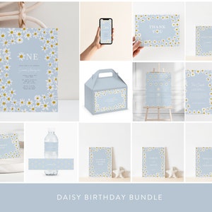 Daisy Invitation Template Bundle, Printable Birthday Bundle, Daisy Birthday, Boho Daisy Birthday, Retro Daisy Birthday, Digital Download