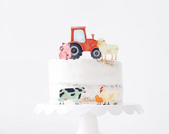 Adorno para tarta de animales de granja para imprimir, fiesta de animales de granja, decoración para tarta, fiesta de tractores, tarta para fiesta de granja, descarga digital, descarga instantánea