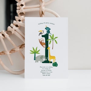 Bewerkbare feestdieren verjaardagsuitnodiging, Wild One uitnodiging, Zoo Safari Animals Party, Jungle dieren afdrukbare uitnodiging, Instant Download