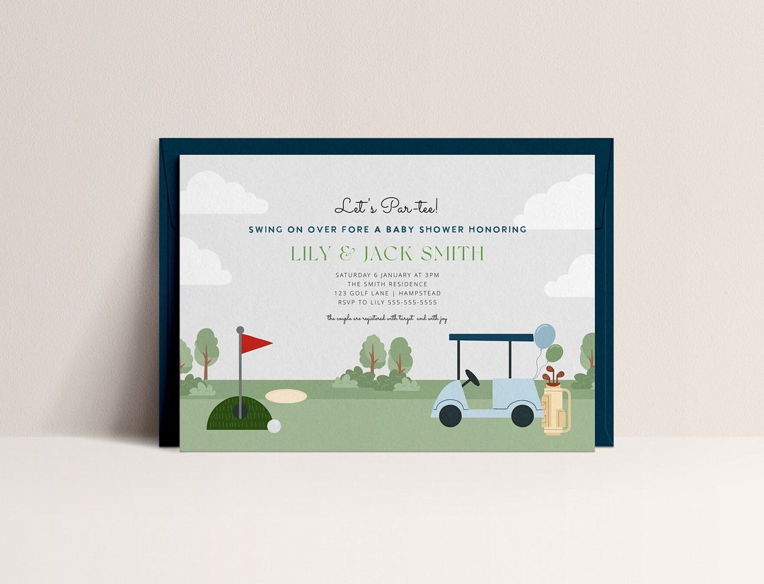 Editable Golf Baby Shower Invitation Template, Printable Golfing Theme ...
