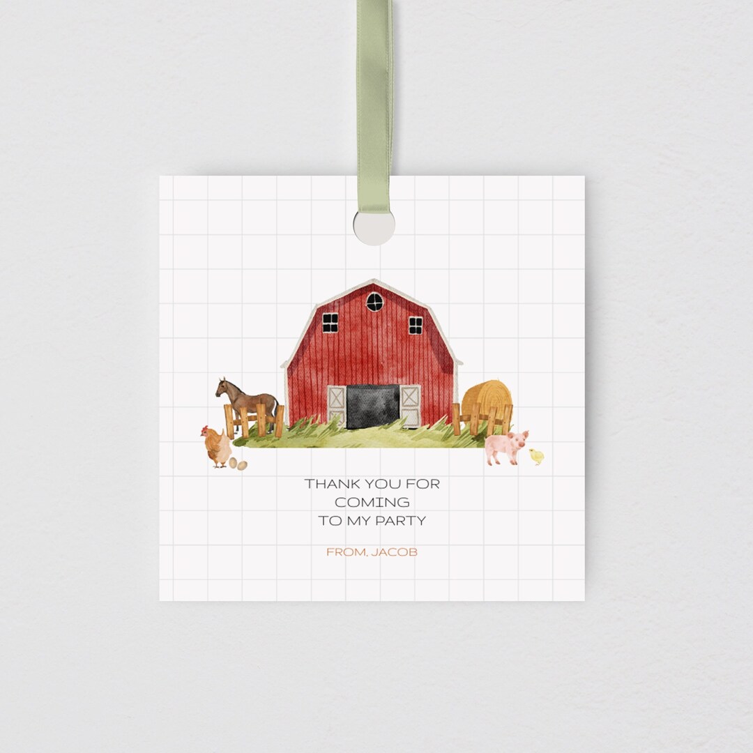 Editable Farm Birthday Gift Tag Barn Party Farm Animals - Etsy