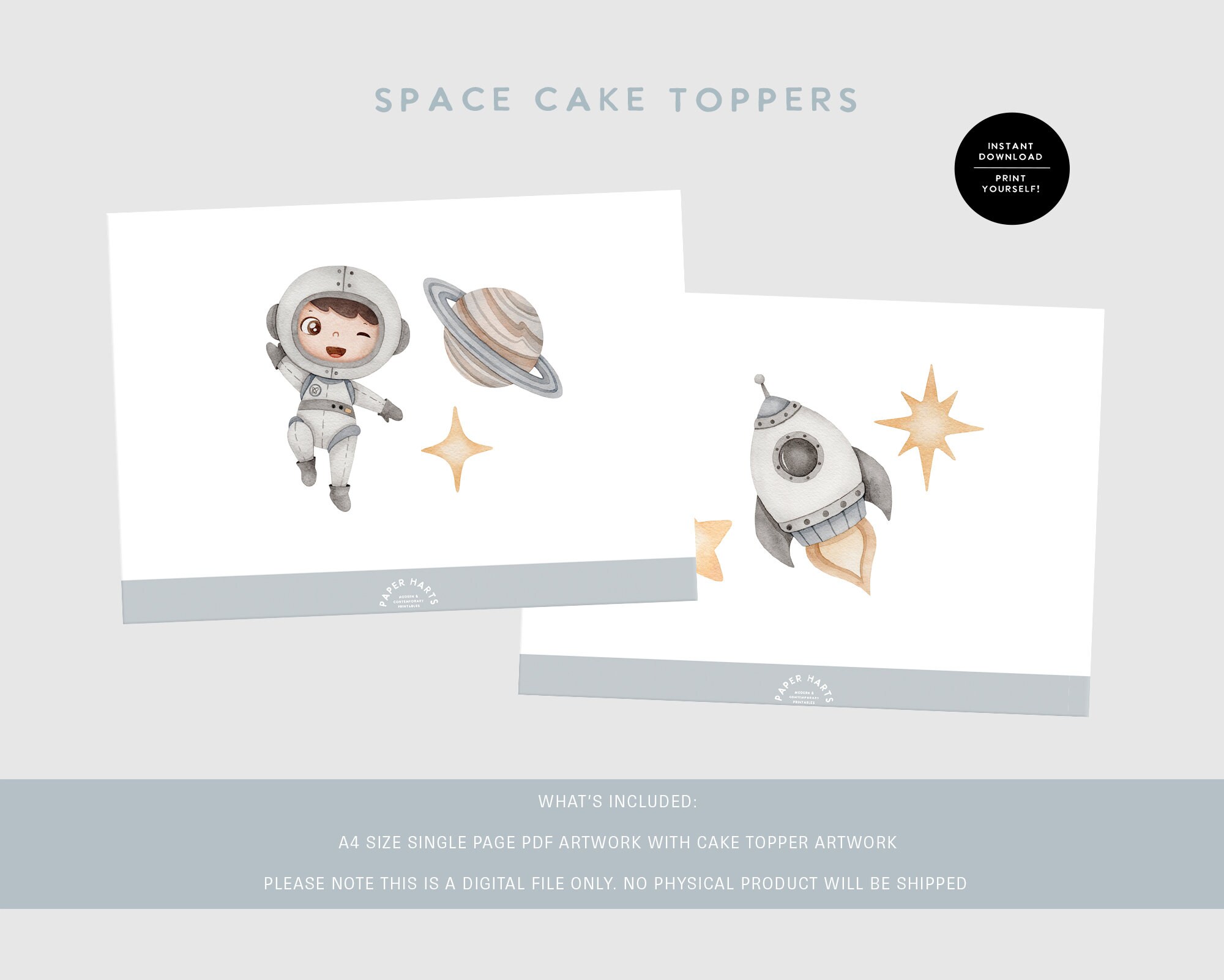 Printable Outer Space Cake Topper Birthday Party Cake Decor - Etsy