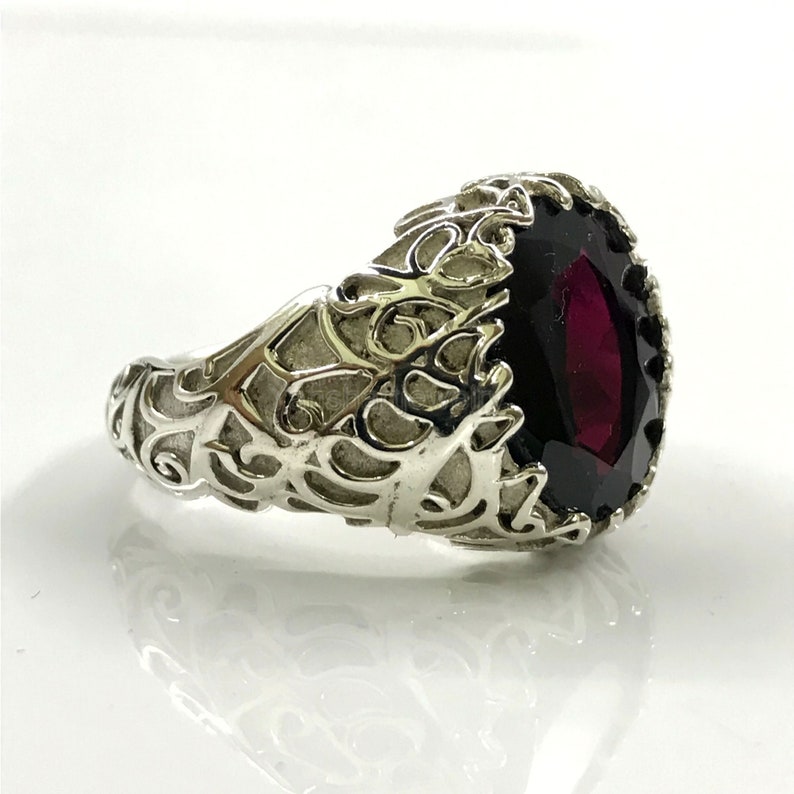 Natural Garnet Ring January Birthstone Garnet Ring 92.5 Silver Ring Women/'s Garnet Jewelry Anniversary Gift Ring Womens Garnet Ring