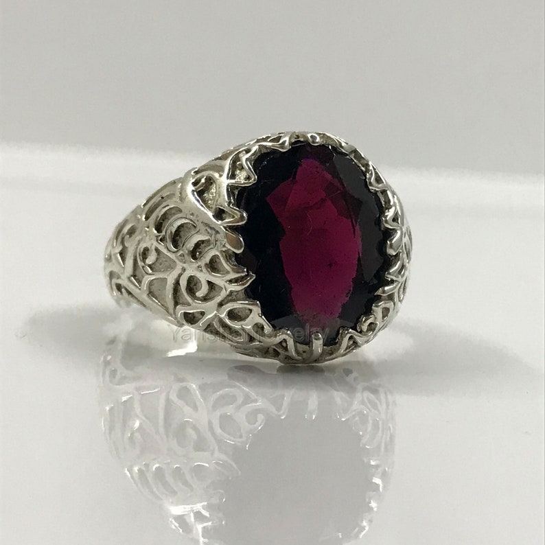 Natural Garnet Ring January Birthstone Garnet Ring 92.5 Silver Ring Women/'s Garnet Jewelry Anniversary Gift Ring Womens Garnet Ring