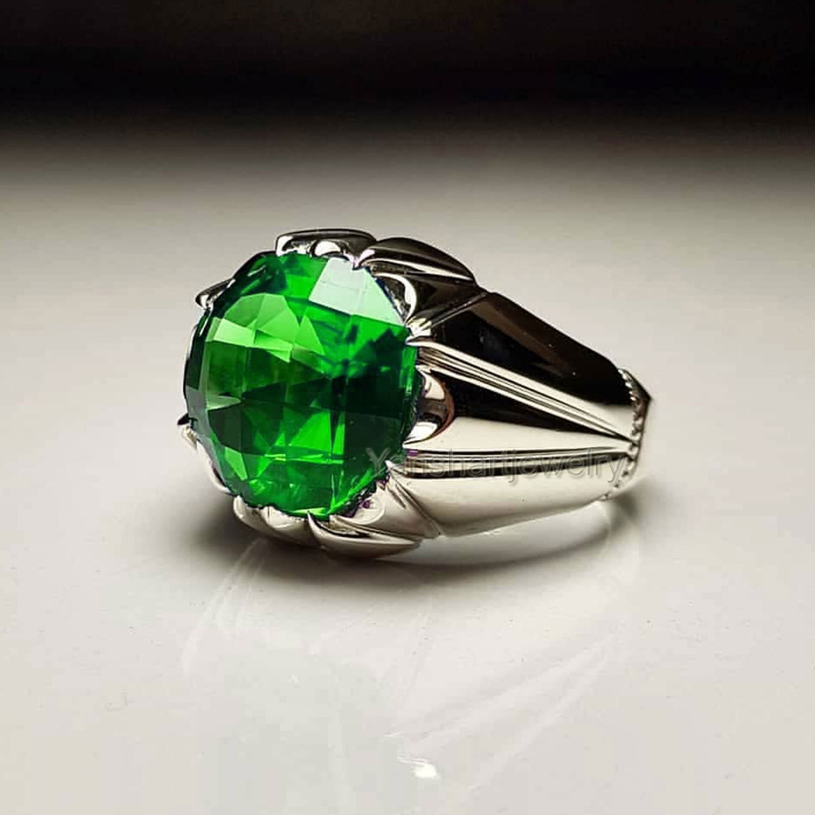 Mens Peridot Ring Peridot Wedding Engagement Ring 925 Etsy