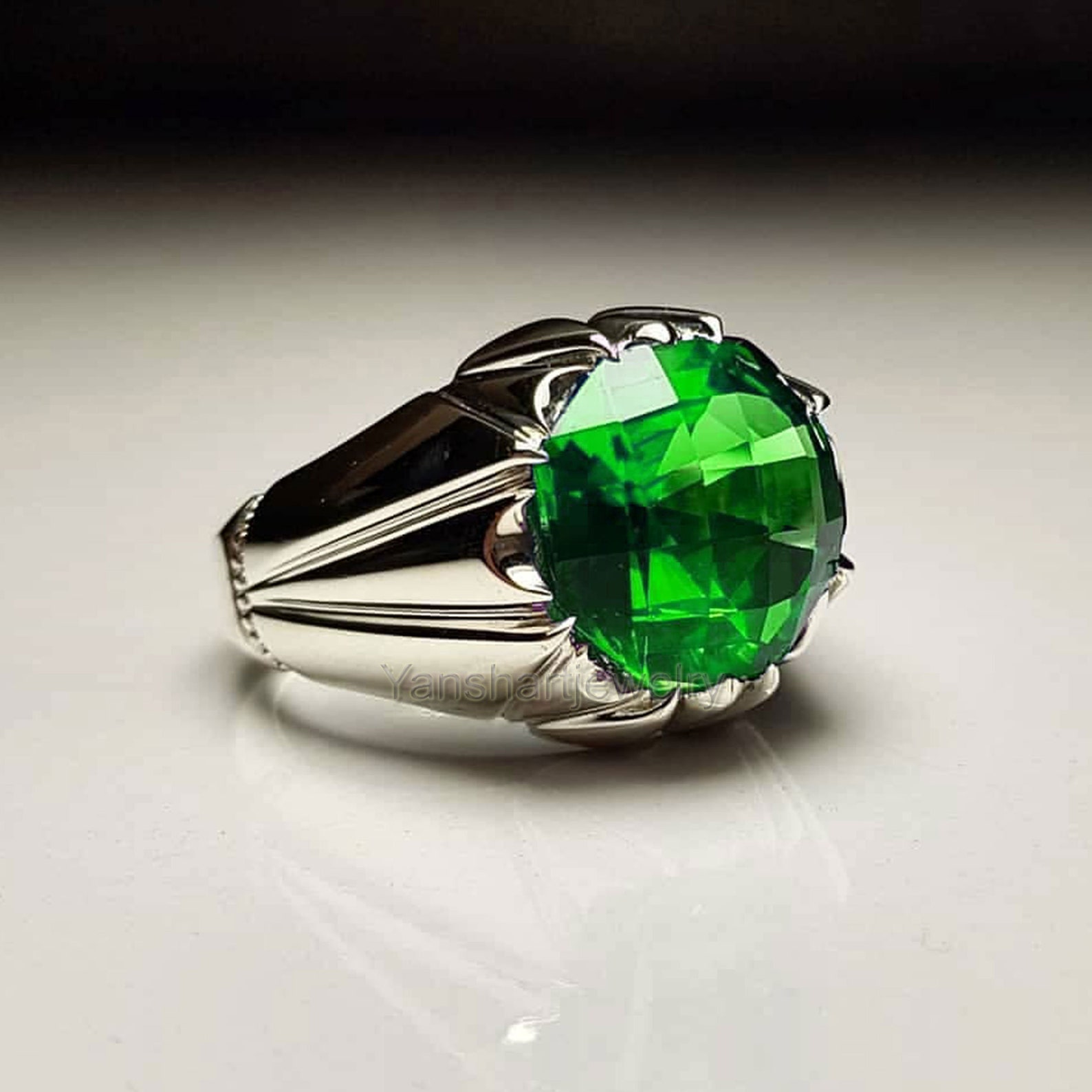 Mens Peridot Ring Peridot Wedding Engagement Ring 925 - Etsy UK