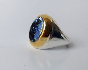 Pietersite Ring, Mens Pietersite Ring, Pietersite Jewelry 2 Tone Ring, Pietersite Ring, Unisex Pietersite Ring, Statement Ring, Promise Ring