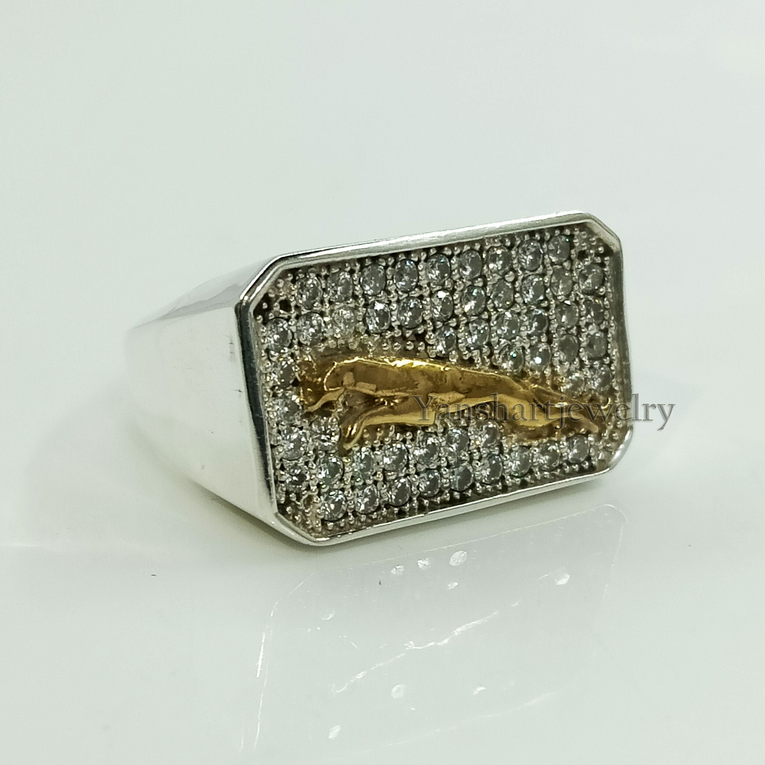 Jaguar Silver Mens Ring Jaguar Logo Band Personalized | Etsy