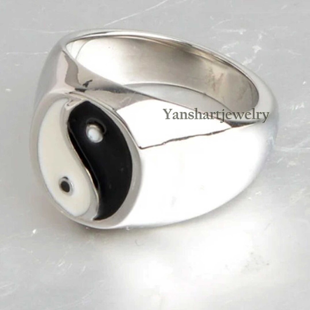 Yin Yang Ring, 925 Sterling Silver Statement Ring, Yin Yang Womens Ring