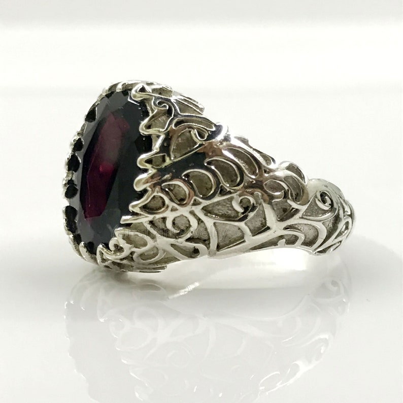 Natural Garnet Ring January Birthstone Garnet Ring 92.5 Silver Ring Women/'s Garnet Jewelry Anniversary Gift Ring Womens Garnet Ring