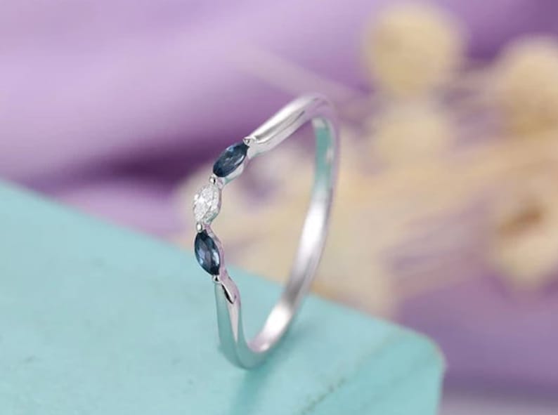 Marquise Shape London Blue Topaz Gemstone 925 Sterling Silver Ring,London Blue Topaz Band,Topaz Gemstone Band,December Birthstone Bands