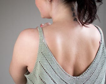 Summer Top Knitting Pattern - Lace Eyelet Camisole Silk Knit Top