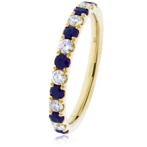 Blue Sapphire and Diamond Eternity Ring / 18ct yellow gold / 3.6mm Micro Pave Set/ Blue Sapphire and Diamond Wedding Band
