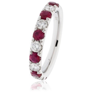 Ruby and Diamond Eternity Ring / 18ct Yellow gold / 2.5mm Micro Pave Set/ Ruby and Diamond Wedding Band