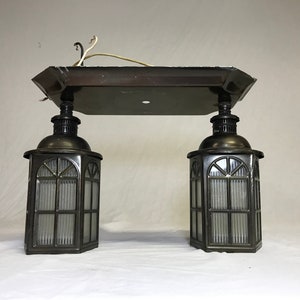 Vintage Copper Double Lantern Ceiling Light: Arts & Crafts Porch Fixture